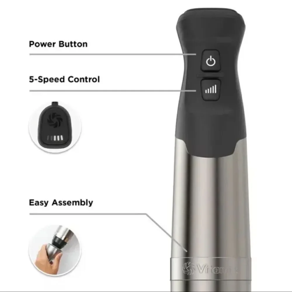 Vitamix Immersion Blender Black Brand New 5-Variable Speed Stainless Steel